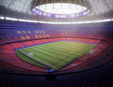 La transformación integral del Spotify Camp Nou lo convertirá en el estadio más grande de Europa, con una capacidad total para acoger a 104 mil espectadores. IDOM/ ESPECIAL