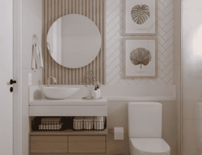 Aunque un baño pequeño siempre tiene opciones limitadas para renovarlo, lo cierto es que existen un par te pueden ayudar a darle un nuevo aspecto. PINTEREST/ Viviane Lopes • Designer de Interiores