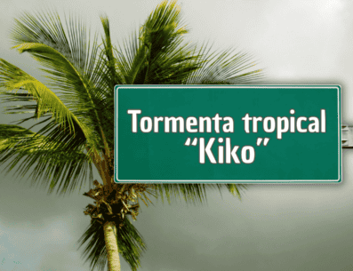 La tormenta tropical "Kiko", apuntó el SMN, se mantiene al suroeste de la península de Baja California, mientras se fortalece rápidamente. ESPECIAL / CANVA