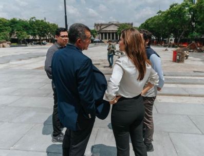 La Presidenta reconoció el trabajo del gobernador Pablo Lemus, y también de las labores de las pasadas tres Administraciones para embellecer el centro de la ciudad. ESPECIAL/Gobierno de Guadalajara