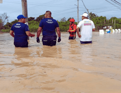 Elementos de Protección Civil y diversas corporaciones trabajan en labores de auxilio, limpieza y evaluación de daños. FACEBOOK / Gobierno Municipal de Puerto Vallarta