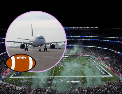 Flightradar24 reportó que cinco aeropuertos del Área de la Bahía experimentaron un aumento del mil 136 % en las salidas de aviones privados después del partido. EL INFORMADOR / ARCHIVO / AP / G. A. Vázquez