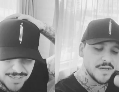 Nodal explicando en sus "historias" la razón del aplazamiento del concierto del día de hoy en Chile. ESPECIAL / INSTAGRAM nodal