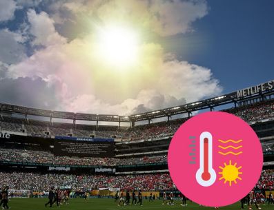 Un grupo de expertos alertó de las condiciones meteorológicas extremas, con calor y humedad, en las que previsiblemente se disputará la Copa del Mundo en México, Estados Unidos y Canadá. ESPECIAL / AFP y CANVA