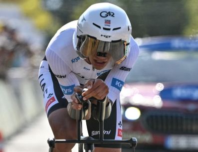 El mexicano Isaac del Toro, en la etapa 16 del Tour de Francia. AFP / J. Pachoud