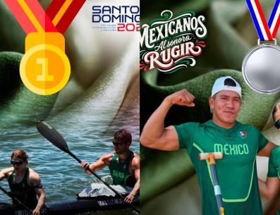 México acumuló siete medallas en ocho eventos de los Juegos Centroamericanos y del Caribe Santo Domingo 2026 dentro de la disciplina de canotaje. ESPECIAL / X: @conadeoficial